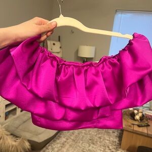 Vibrant Pink Ruffled Off-Shoulder Top & Maxi- Skirt Set